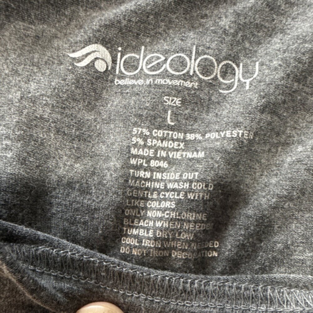 Ideology Gray Yellow Graphic Print Crew Neck Raglan Short Sleeve Jersey Tee L - Picture 2 of 2